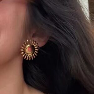 Gold Sun Stainless Steel Waterproof Earrings